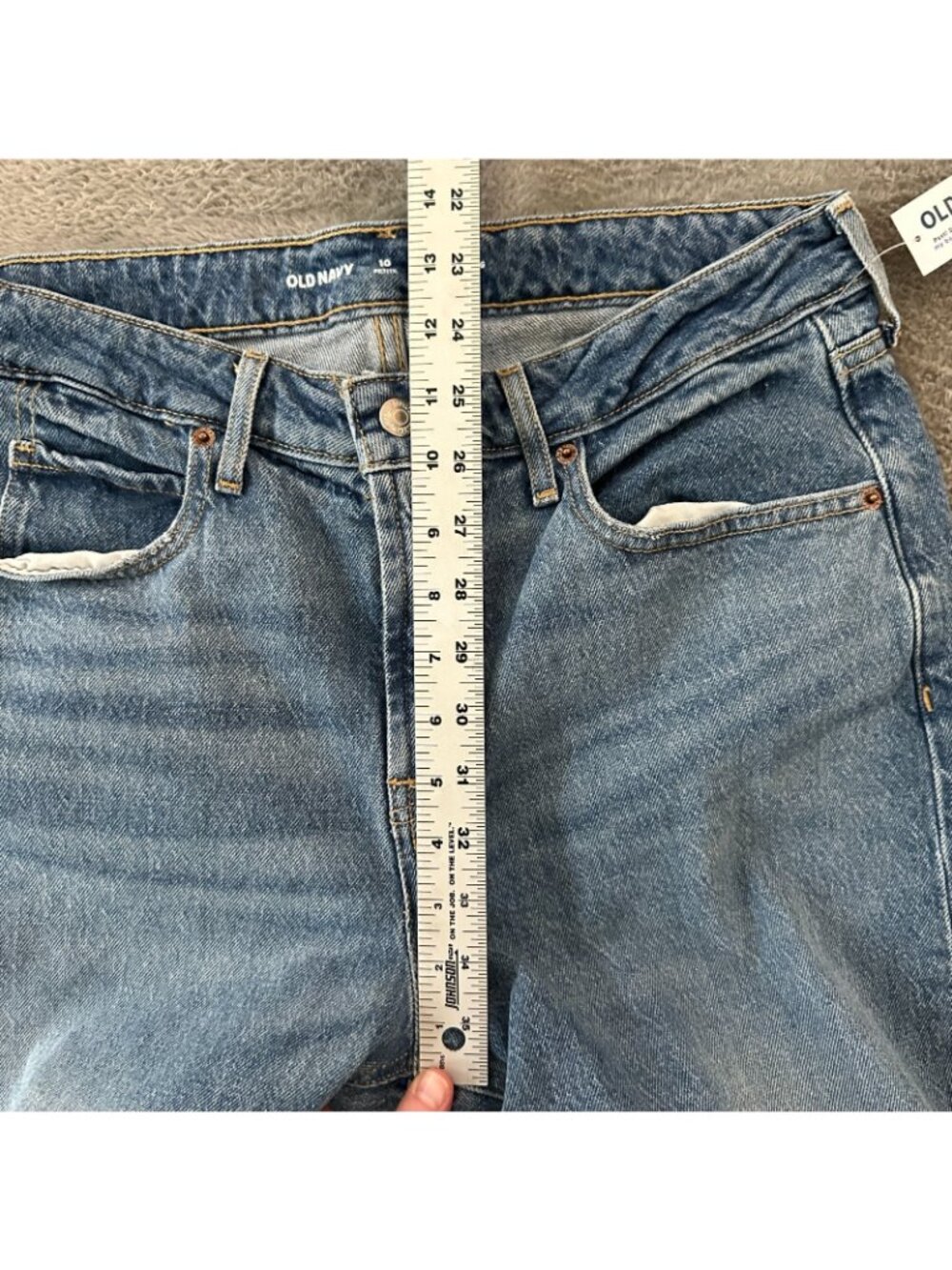 NWT Old Navy Extra High Rise Sky-Hi Wide Leg Jeans 10 Petite Secret Smooth - Picture 6 of 8